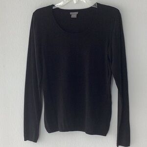 Classic Black Ann Taylor Silk Long Sleeve Top
